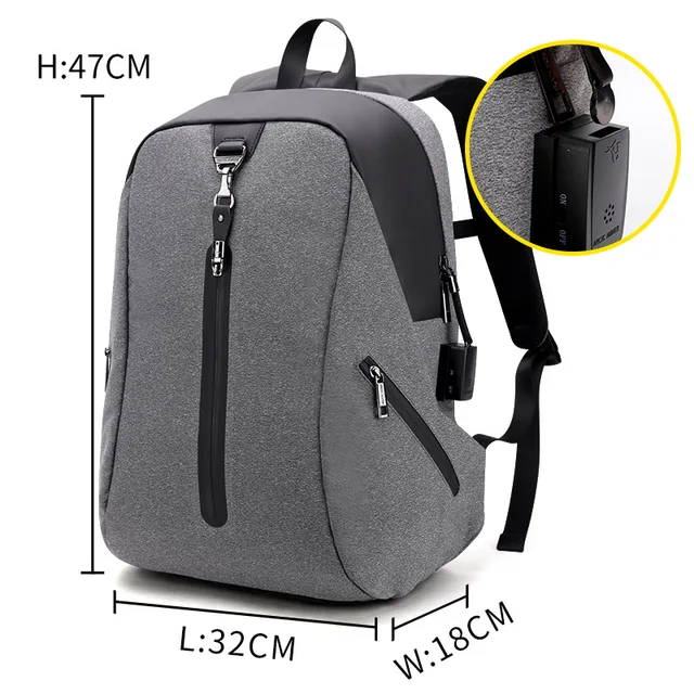 USB Anti Theft Alarm System Backpack Mens Business Multifunction Travel