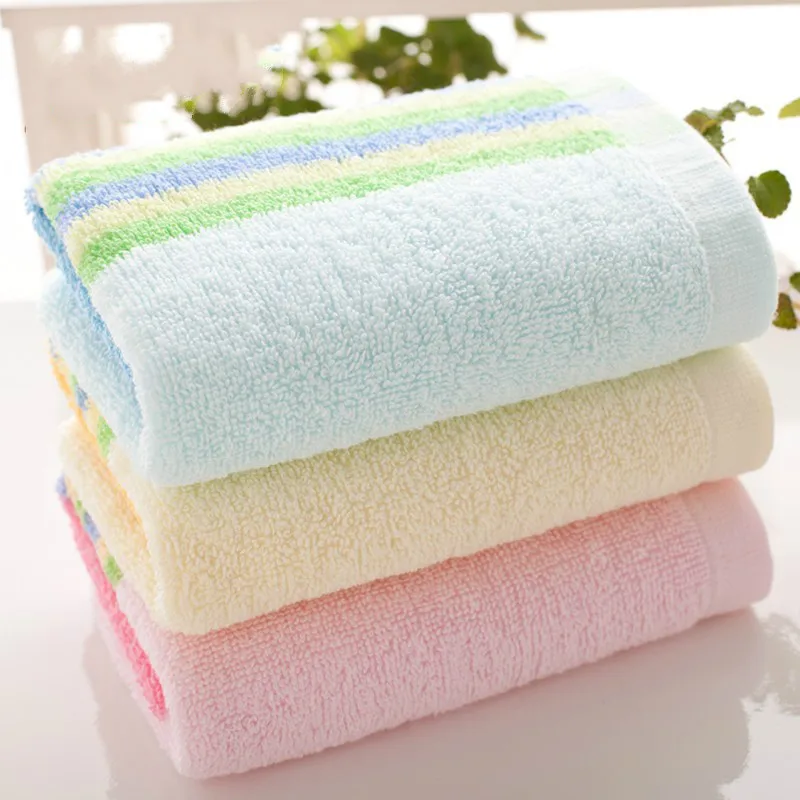 

25x50cm stripe 100% cotton child towel Hand Towel wholesale Home Cleaning Face for baby for Kids High Quality Bath Towel Set