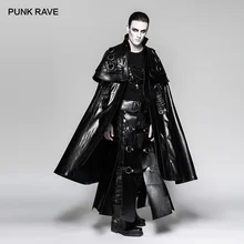 Панк рейв Для мужчин; в стиле «панк-рок» Длинный плащ стимпанк кожаный плащ-пальто Стадия Выполните Хэллоуин вечерние Клубные Косплэй Для мужчин длинный плащ пальто