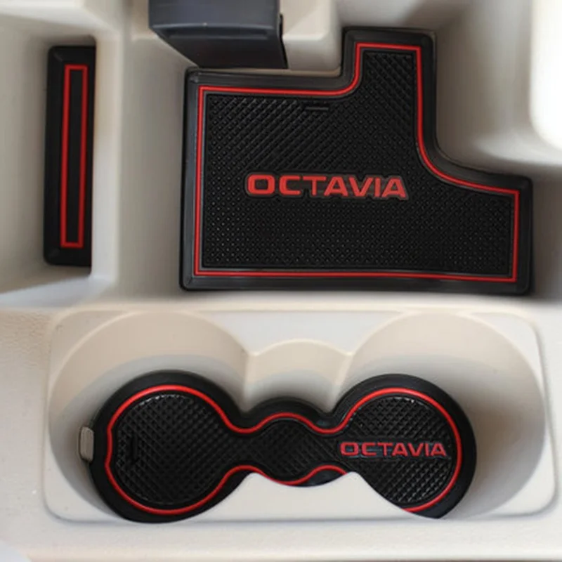 

For Skoda octavia A7 2016 2017 Anti-Slip Rubber Cup Cushion Door Mat Accessories Car Styling Sticker
