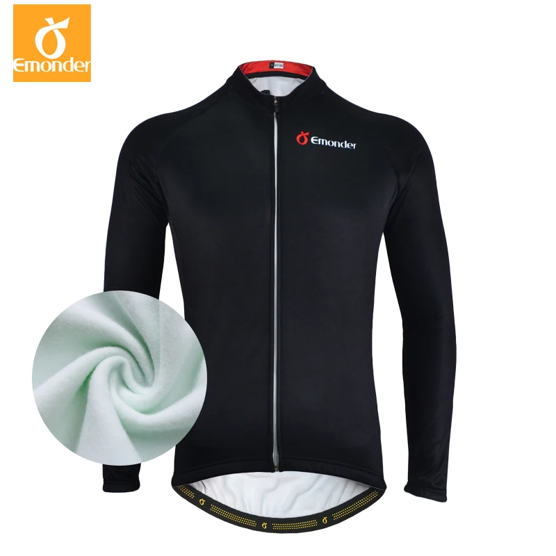Emonder черный для мужчин с длинным рукавом Майки для велоспорта зимняя ветрозащитная термо флисовая дорога MTB Dh велосипедная одежда куртка