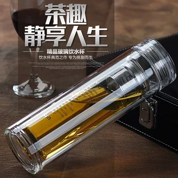 

Double Crystal Glass Transparent Glass, Heat Resistant Flower Tea Cups Lengthen The Glass