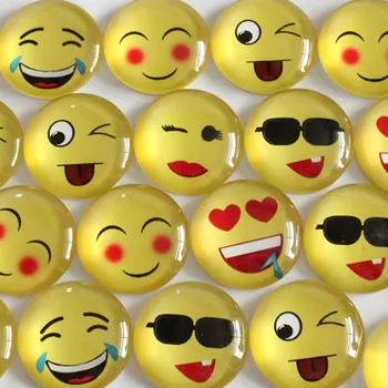 

25mm Random Mixed Smile Face Round Glass Cabochon Flatback Photo Base Tray Blank DIY Making Accessories 10pcs/lot K02857