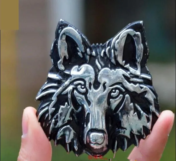 10pcs Chrome Metal Wolf Head Car Stickers Decoration Silver Gold Metal