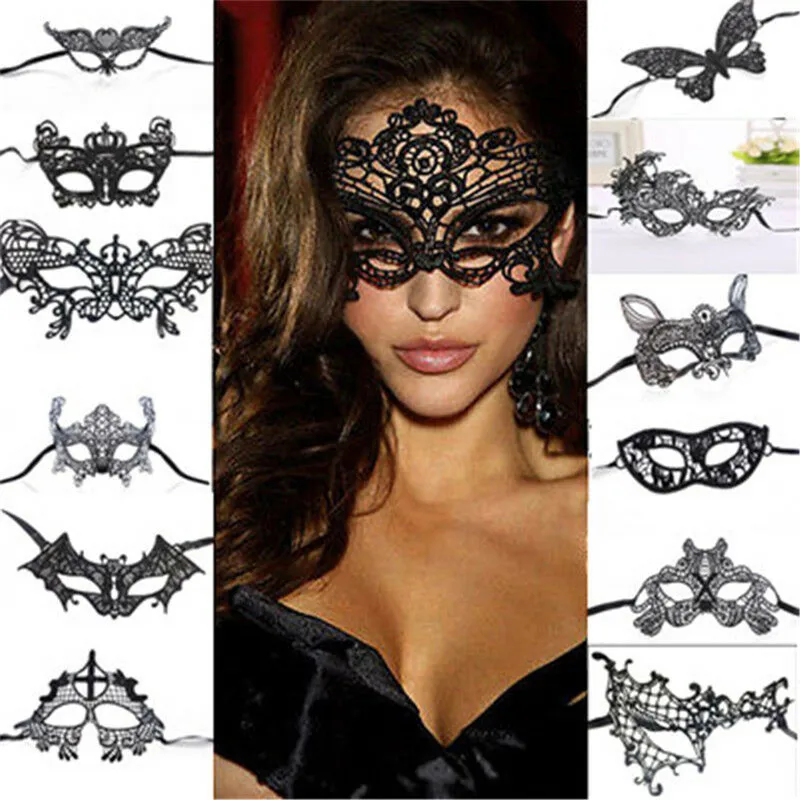 Женские сексуальные элегантные черные Потрясающие Необычные Тканевые маски для лица венецианские маскарадные вечерние карнавальные костюмы для Хэллоуина