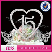 Персонализированные Имя Пользовательские номер 15 в сердце торт Топпер Посеребренная Кристалл Rhinestone Annivesary weddingbirthday торт Топпер