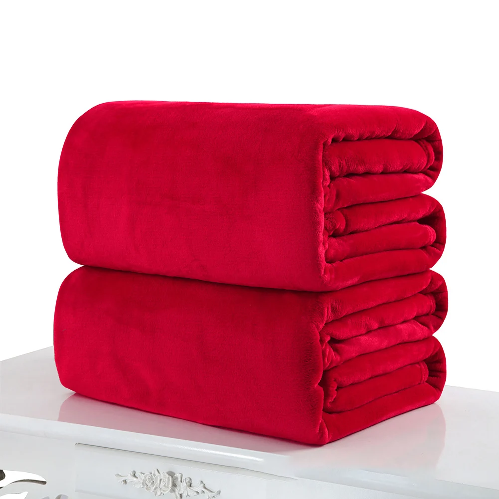 50*70 см супер мягкое одеяло Фланелевое покрывало для полета на самолете однотонное Коралловое флисовое покрывало теплое постельное белье одеяло s диван офис Домашний текстиль - Цвет: Красный