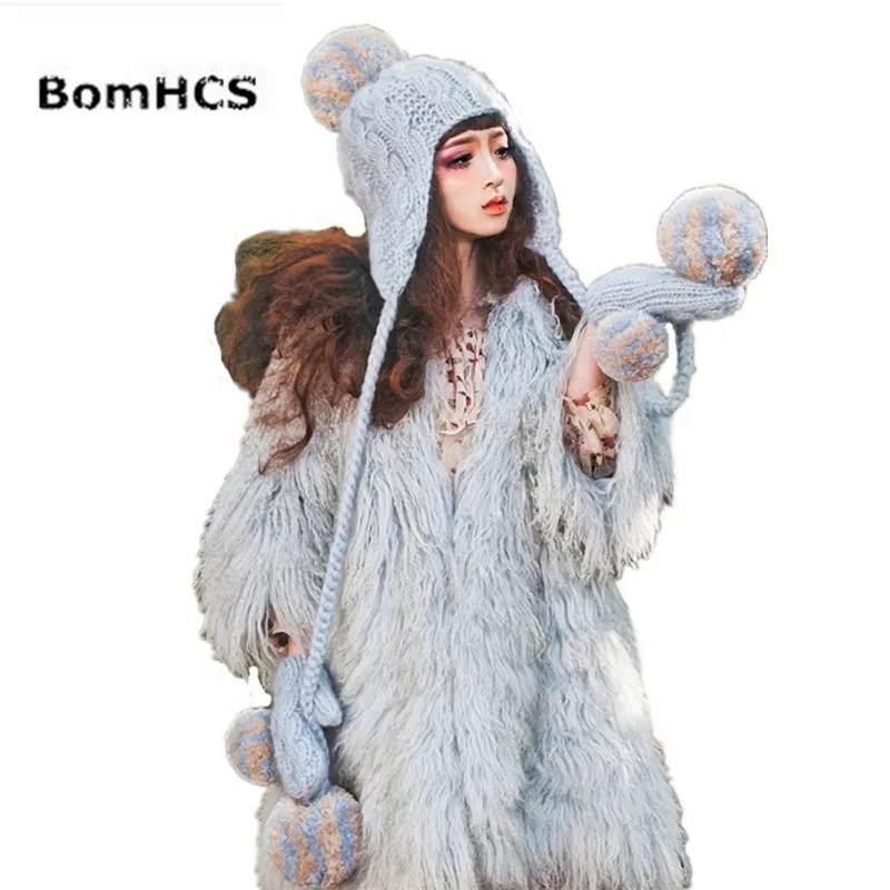 BomHCS бини перчатки милые женские зимние теплые ручной работы вязаная шапка шапки