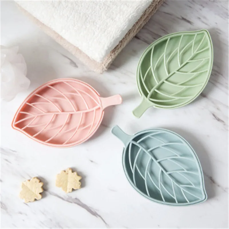 

1 Pcs Bathroom Double Layer Leaf Shape Plastic Soap Dishes New Creative Soap Drain Storage Boxes Cute Soap Tray Organizers