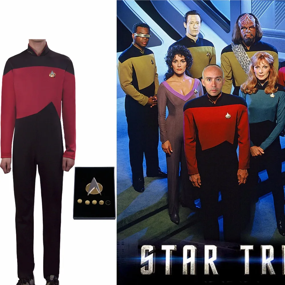 Cosplay Star Trek TNG Jumpsuit Uniform The Next Generation Red Costume Uniform(1)