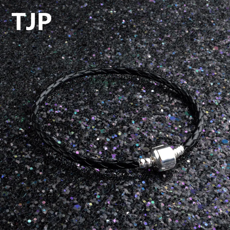 TJP трендовые кожаные браслеты с веревочкой женские ювелирные изделия серебро 925