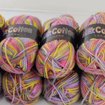 

Sale 6ballsx50g Soft Cotton Baby Yarn New Hand-dyed Wool Socks Scarf Knitting yarn Dark Mixed color 2075-19-6