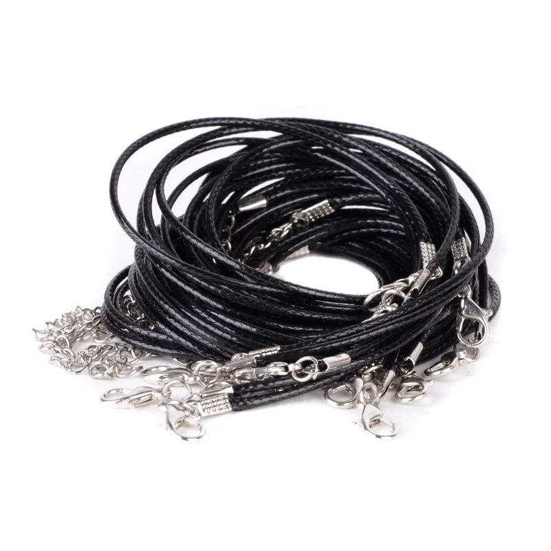 10pcs/lot Vintage DIY Chains Pendant Necklace Shellhard Fashion Leather Cord Necklace Rope Chain with Lobster Clasp Jewelry