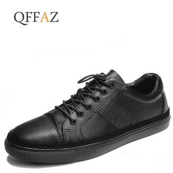 

QFFAZ Autumn New Casual Shoes Mens Leather Flats Lace-Up Shoes Simple Stylish Male Shoes Large Sizes Oxford Shoes For Men