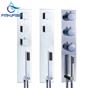 

Chrome Polished Thermostatic Faucet Cartridges Triple Shower Mixer Valve 2 ways 4 ways Faucet Cartridges Valve