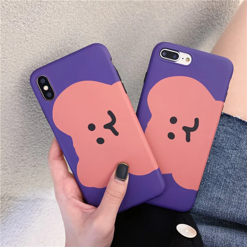 Bear women silicone for iPhone case soft cartoon purple background pattern cover for iPhone 6 s 7 8 Plus X XS MAX XR cute fundas