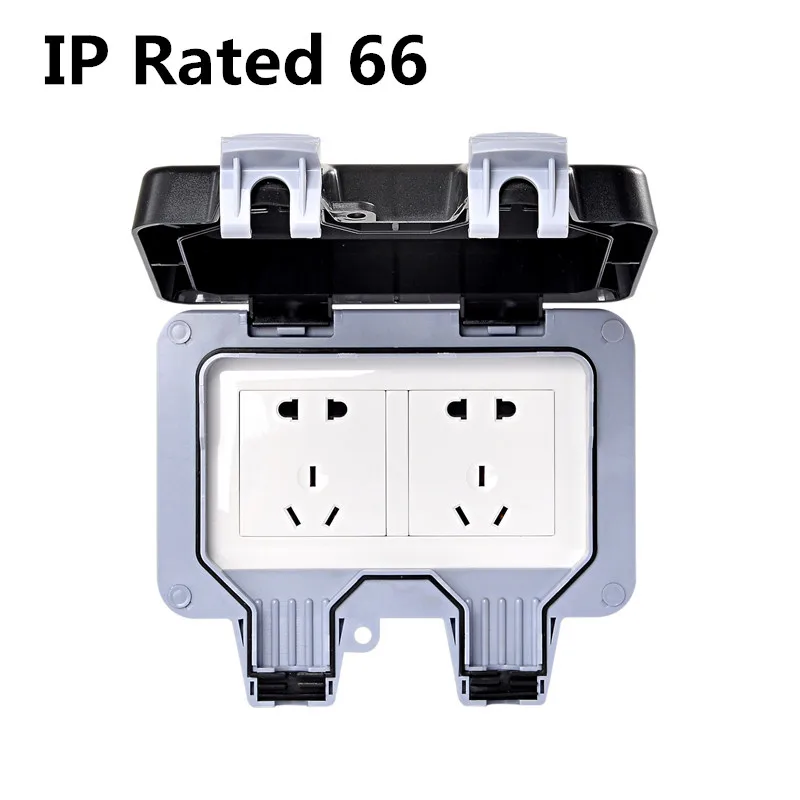 IP66 открытый Ванная комната Водонепроницаемый пыленепроницаемый настенная розетка с выключателем 10A две позиции 5 отверстий двух или трех двойника вставки