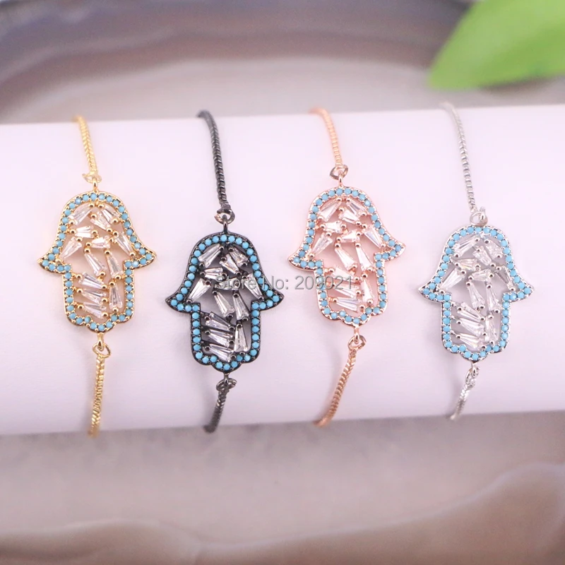 

8pcs Pave Cubic Zirconia Crystal Palm Bracelets Jewelry Finding