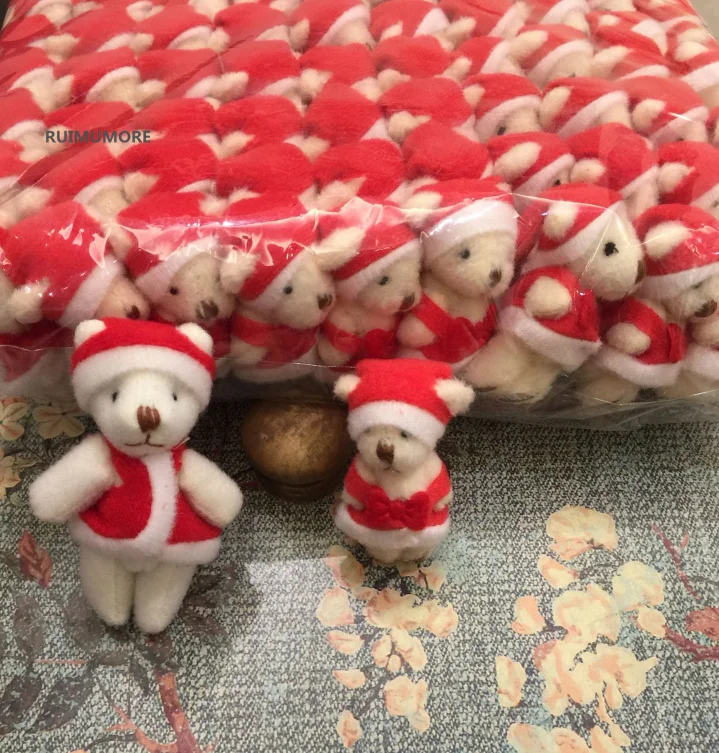 Мини 2 размера, 4,5 см и 6 см мягкие Рождественские плюшевые игрушки медведь, букет украшения мини куклы набивной плюшевый мишка игрушка