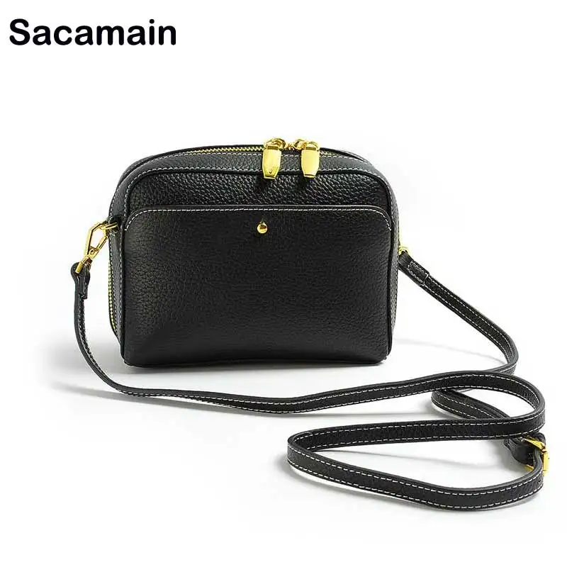 

Sacamain Brand Vintage Bags Leather Women Zipper Small Women Messenger Bag Single Strap Shoulder Bag Crossbody Bags