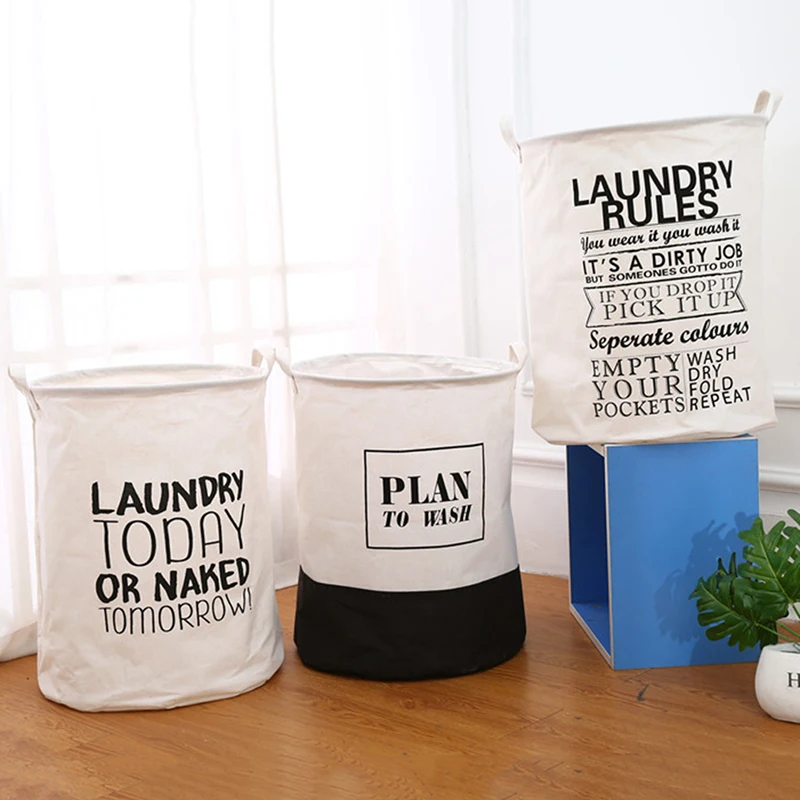 Simple Letter storage bucket dirty clothes cotton and linen waterproof