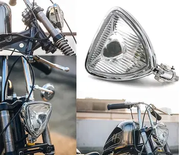 

Motorcycle Vintage Triangle Headlight Aris Style Headlamp For Harley Bobber Custom Chopper Mini Thin Section Retro Lighthouse