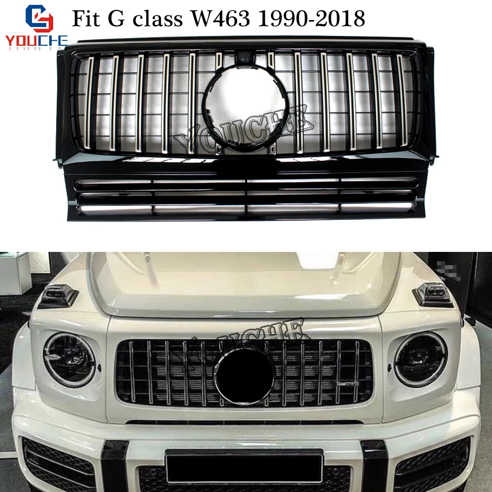 W463 GT Стиль Замена гонки решетка для Mercedes g-класса W463 G350 G400 G500 G550 1990-2018 переднего бампера гриль GTR сетки