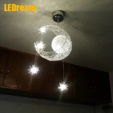 

Kid's Room Lighting Modern Fashion Moon&Star Pendant Lights Child Bedroom Lamps Aluminum Chander for Living Room Home Decoration