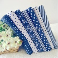 7 шт., 50*50 см, темно-синий, в горошек, в сетку, принт, хлопок, ткань, набор, Telas, швейная кукла, сделай сам, лоскутное одеяло тильда, детский текстиль, Tecido