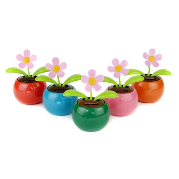 

Home Decorating Solar Power Flower Plants Moving Dancing Flowerpot Swing Solar Car Toy Gift Metal Plastic