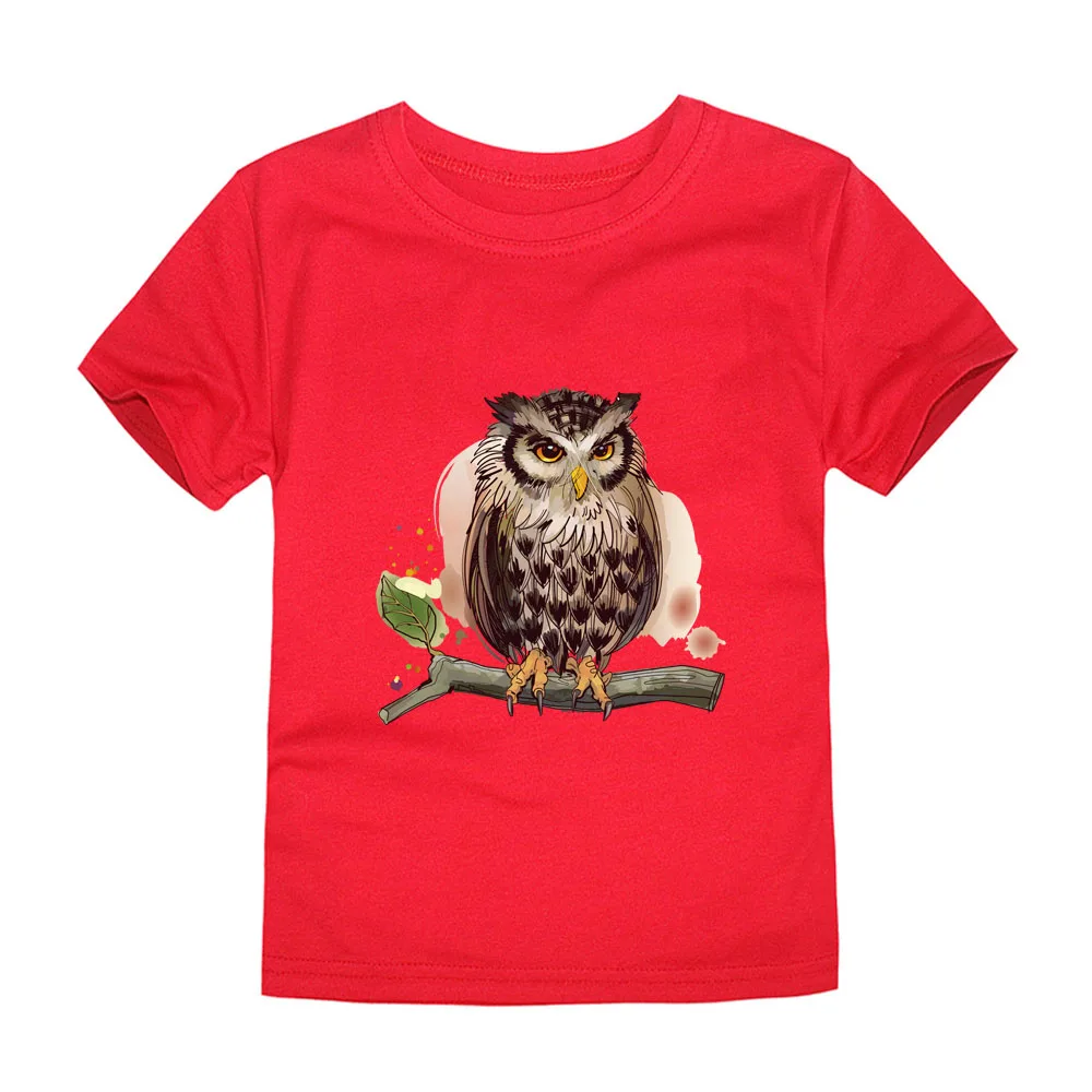 12 Colors Boys OWL 3D T Shirts Children Short Sleeve Cotton Animal T