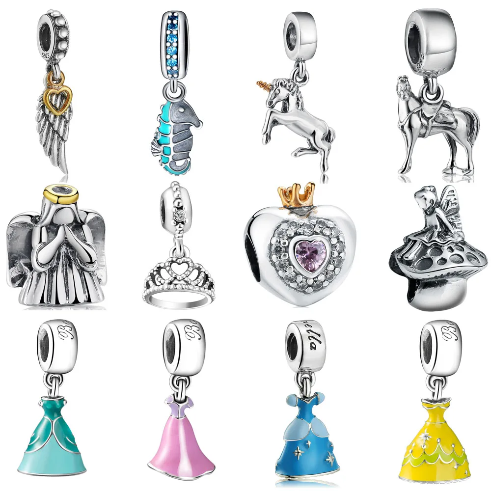 WYBEADS Brand Silver Charm Cartoon Fairy Tale Charms European Bead Fit font b Bracelets b font