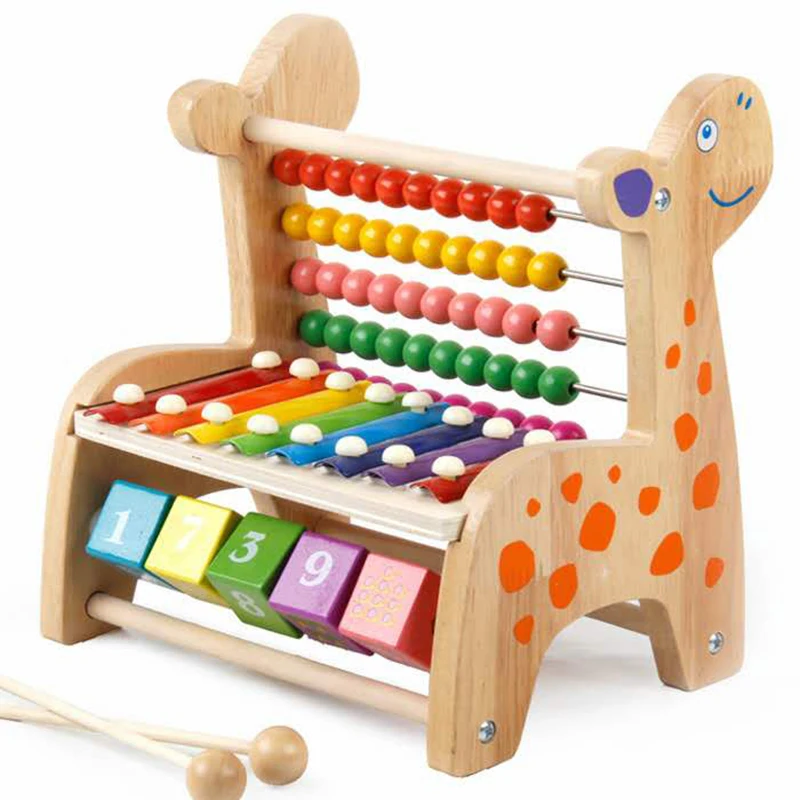 

Kids Baby Wooden Abacus Toys Small Calculator Handcrafted Educational Children's Knocked Piano Early Learning Math Toy Gifts