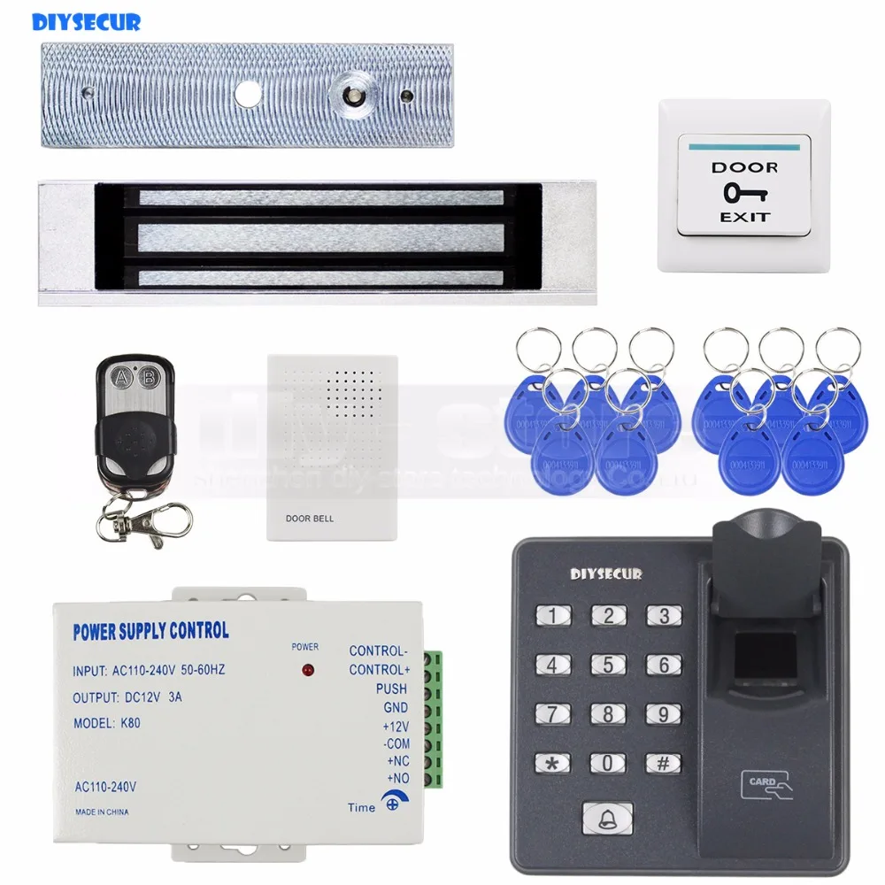 

DIYSECUR Biometric Fingerprint RFID 125KHz Password Keypad Door Access Control System Kit + 180kg Electric Magnetic Lock