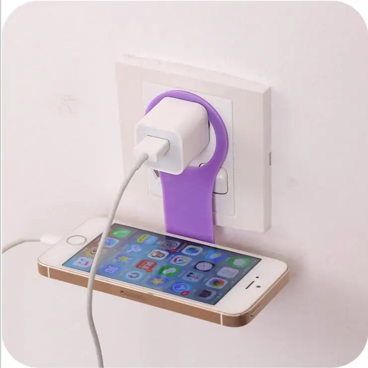 Folding Mobile Phone Wall Charger Adapter Charging Holder Hanging Stand Bracket Support Charge Hanger Rack Shelf Cell Phone hook