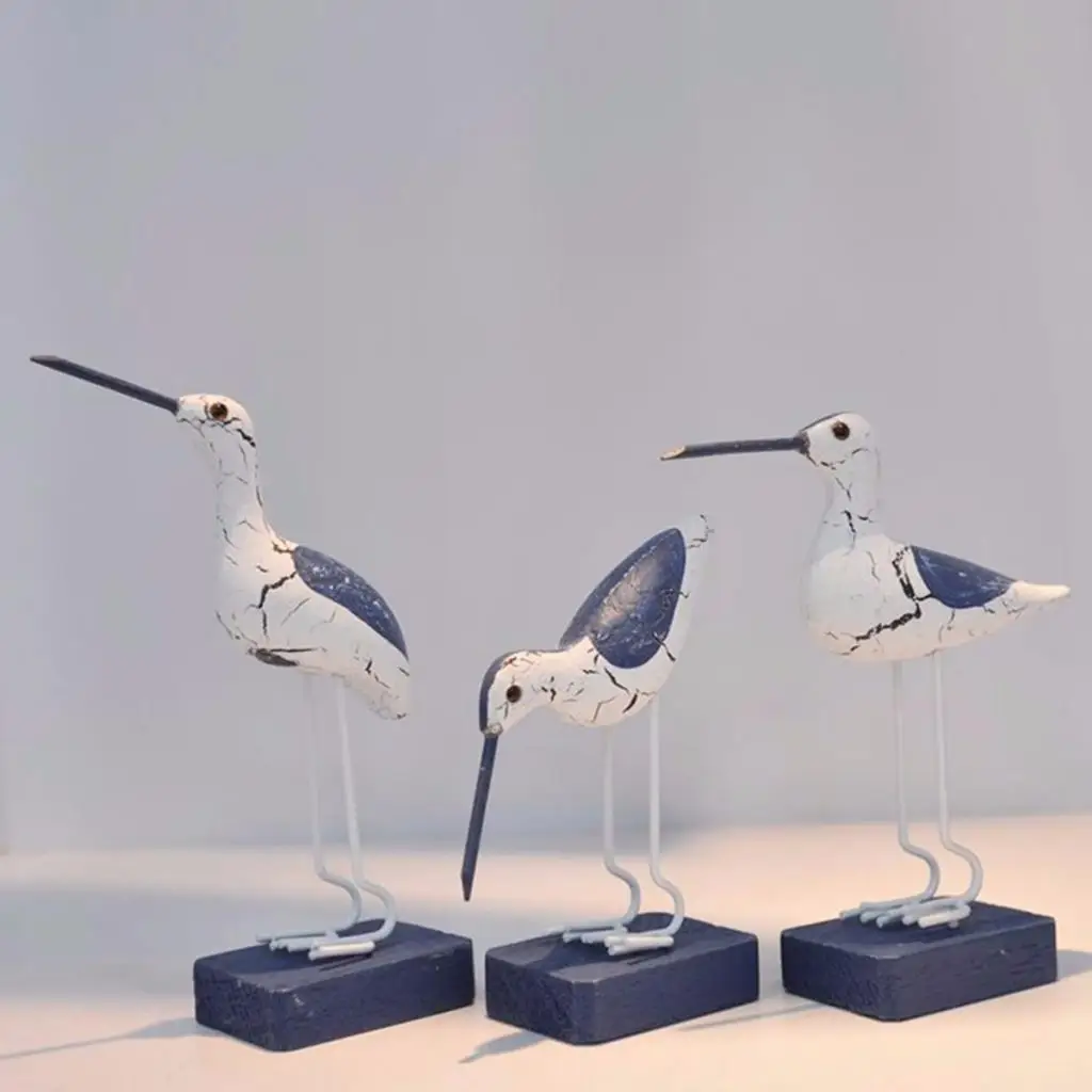  Mediterranean Style Nautical Craft SEAGULL Wooden Figurines Decor Home Tabletop Art Ornament