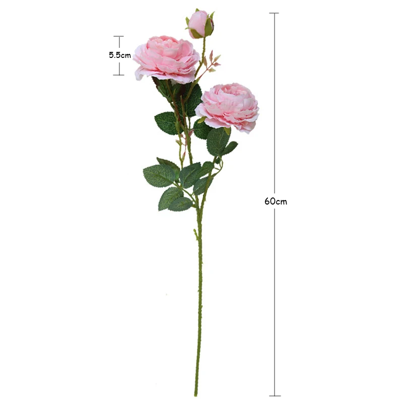 JAROWN European Rose 3 Head Peony Simulation Silk Flower Wedding DIY Accessories Home Decoration Flowers (29)