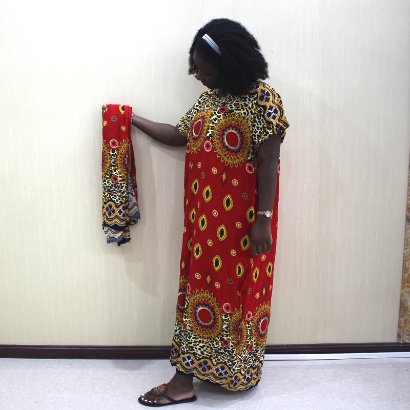 Повседневное винтажное Африканское платье с традиционным принтом свободные осенние хлопковые ассорти с шарфом африканская одежда для дам