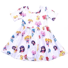 Летнее милое платье с рисунком для девочек милое платье для маленьких девочек летняя одежда с короткими рукавами мягкий молочный шелк для детей