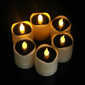 

Solar Powered Candle Led Night Light Yellow Flicker Waterproof Tea Lamp For Festival Wedding Romantic Decoration Nightlight