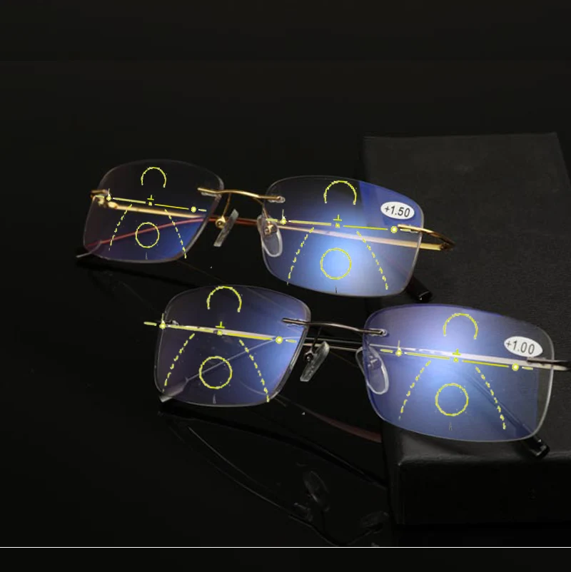 WEARKAPER nuevo aleación de titanio Anti-Blu-ray inteligente gafas de lectura progresiva Presbyopic gafas multifocales Diopter 1- 3 WEARKAPER nuevo aleación de titanio Anti-Blu-ray inteligente gafas de lectura progresiva Presbyopic gafas multifocales Diopter 1- 3