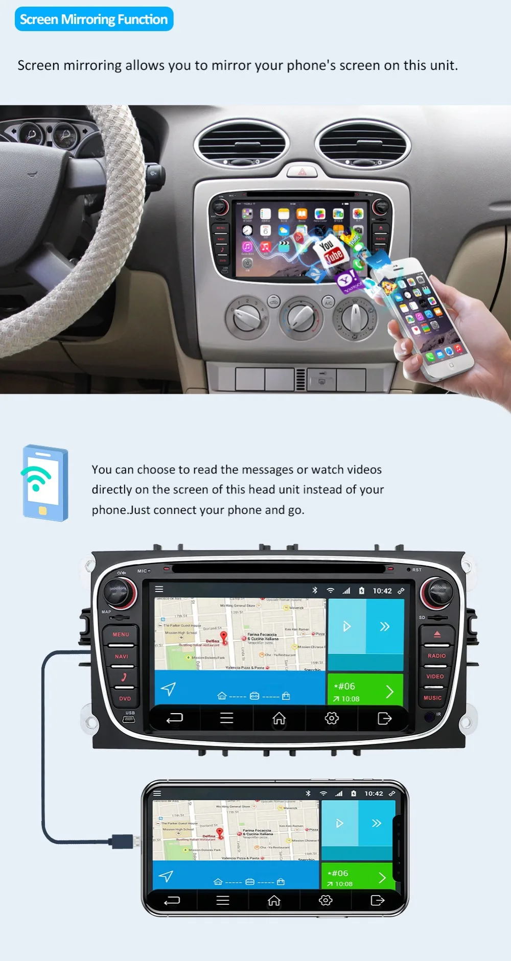 Perfect Bosion Car Multimedia Player Android 9.0 GPS 2Din Car DVD Player For Ford/Focus/S-MAX/Mondeo/C-MAX/Galaxy car radio with Wifi BT 5