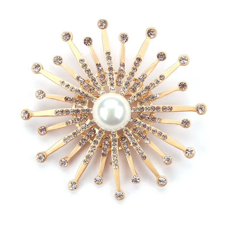 

High Quality Starburst Fashion Jewelry Brooches and Pins with Imitation Pearl