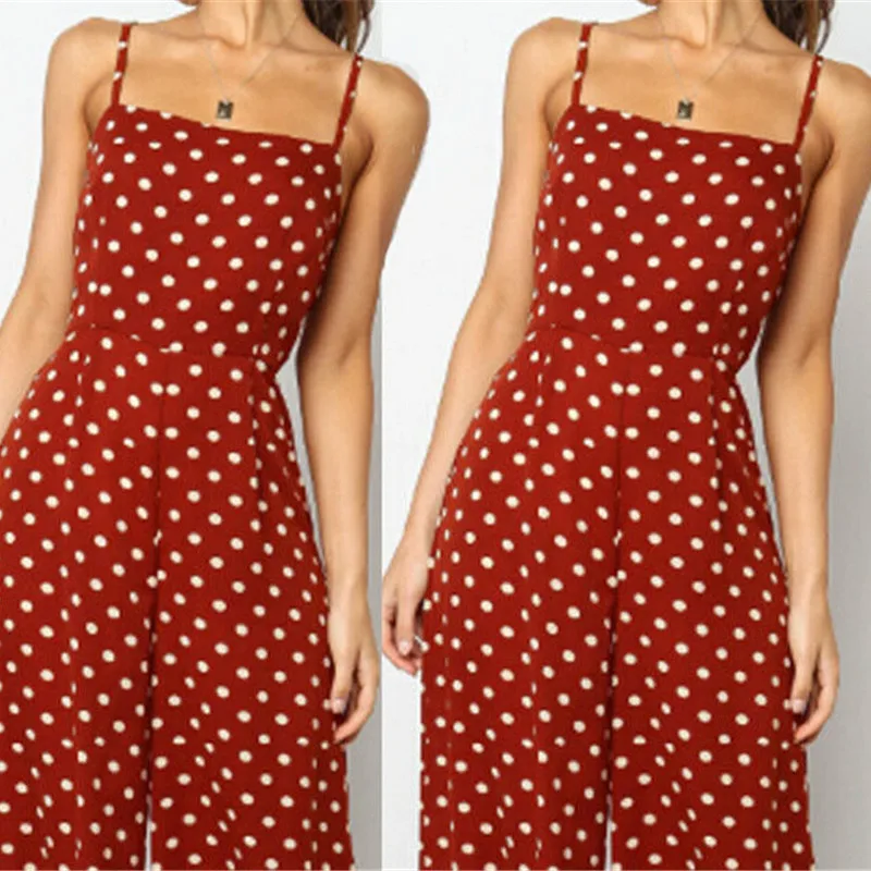 Elegant Sexy Jumpsuits Women Sleeveless Polka Dots Loose Trousers Wide Leg Pants Rompers Holiday Backless Bow Leotard Overalls Elegant Sexy Jumpsuits Women Sleeveless Polka Dots Loose Trousers Wide Leg Pants Rompers Holiday Backless Bow Leotard Overalls