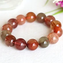 Высокое качество натуральный Радуга красный зеленый желтый оранжевый волосы рутил кварц стрейч для мужчин браслет круглый свободные большие бусины 16 мм