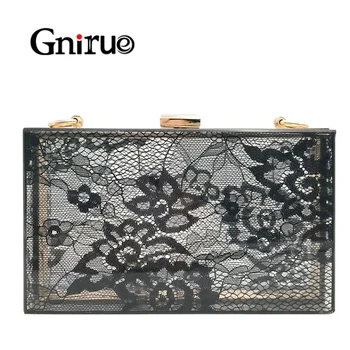 

Female Delicate Lace Acrylic Clutch Bags Women Chain Shoulder Crossbody Bag Fashion Transparent Evening Bag Handbags Pruses