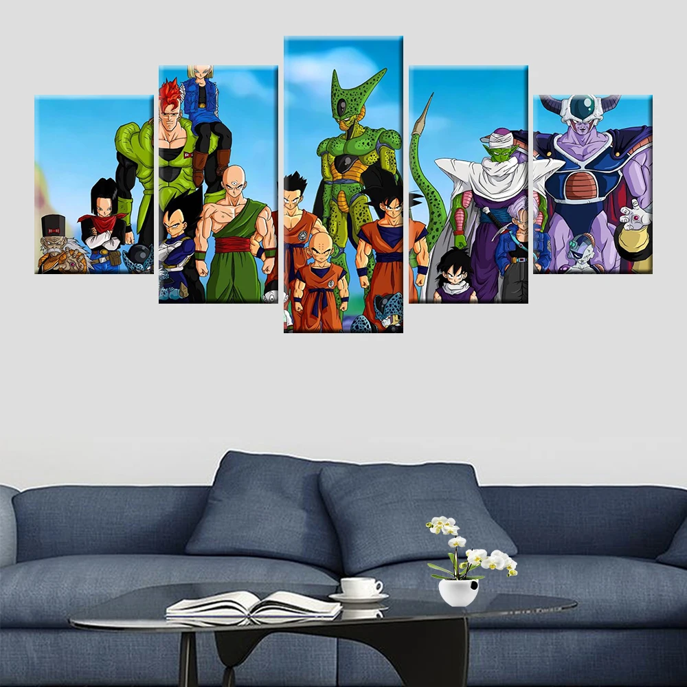 

5 pieces HD print Dragon Ball Super Anime Poster Unique Gift Wall Picture Canvas Painting Wall Artist Residence Decoration