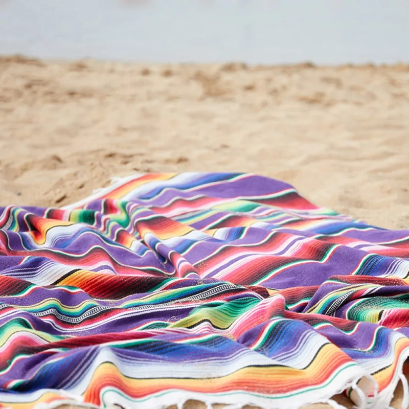 Хлопковое мексиканское индийское пляжное одеяло ручной работы, Радужное покрывало, домашний гобелен, пляжный коврик для пикника