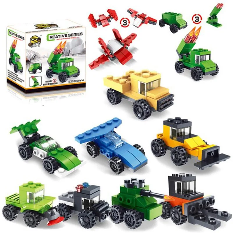 

Toys Blocks Set 10PCS City Series Aircraft Tank Car Bulldozer Mini Building Blocks Assembly Toys Children Educational
