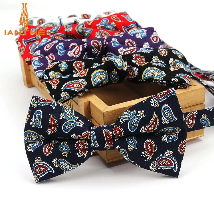 

Ianthe Men Brand New Vintage Paisley Print Wedding Bow Ties For Man Vestido Gravatas Groom Necktie Butterfly Fashion Bowtie